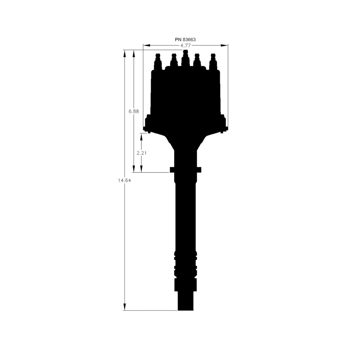 MSD 83663 GM Late Model HEI V8 Ext Coil Distributor- Black
