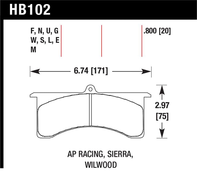 Hawk Performance HB102W.800 DTC-30 Motorsport Brake Pads