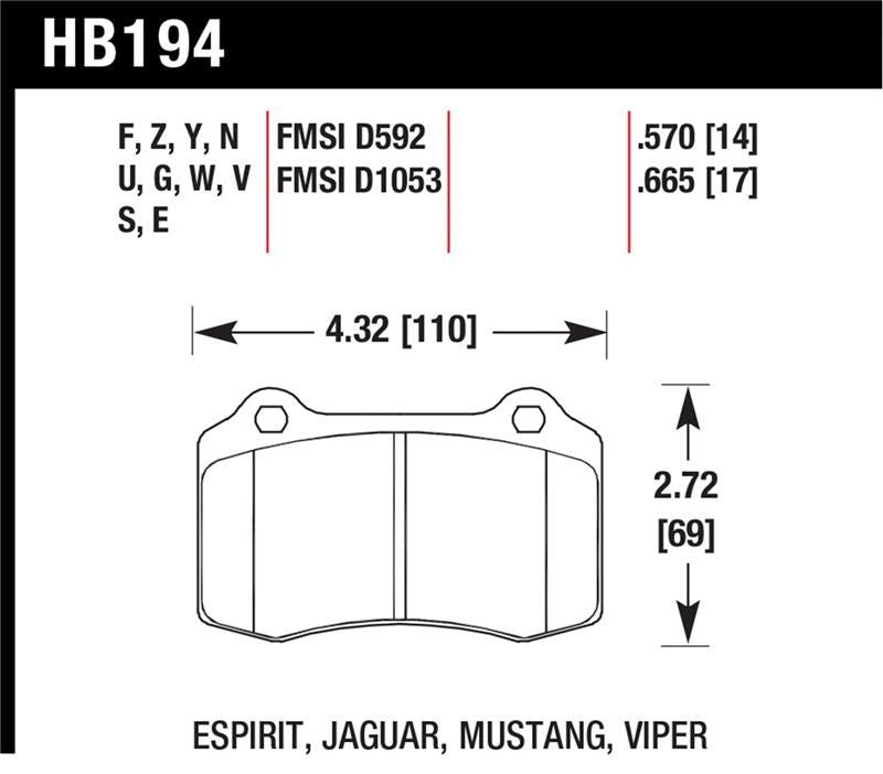 Hawk Performance HB194C.665 HPX Motorsport Brake Pads