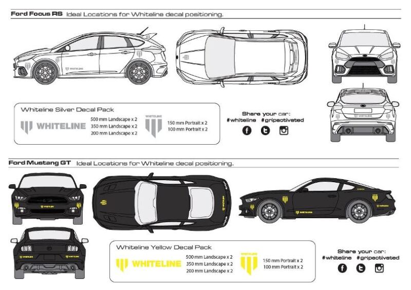Whiteline KWM001 Decal Kits 10-Pack Yellow