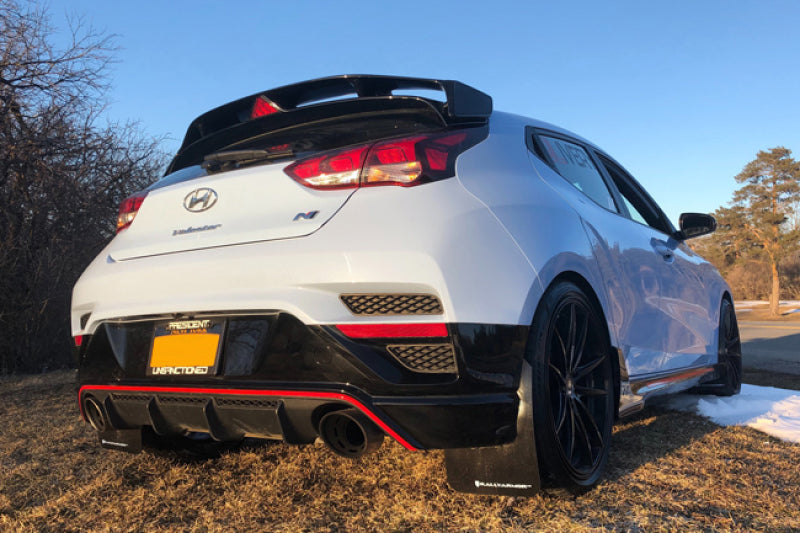 Rally Armor UR Mud Flaps - 2019-2022 Hyundai Veloster N - Black/White Logo - #MF57-UR-BLK/WH