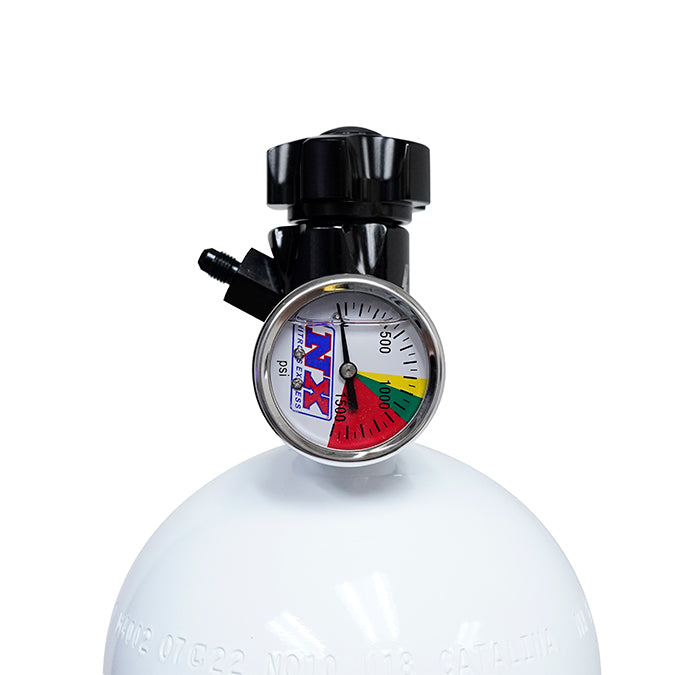 Nitrous Express 15lb Bottle with Lightning 500 Valve & Pressure Gauge 11151