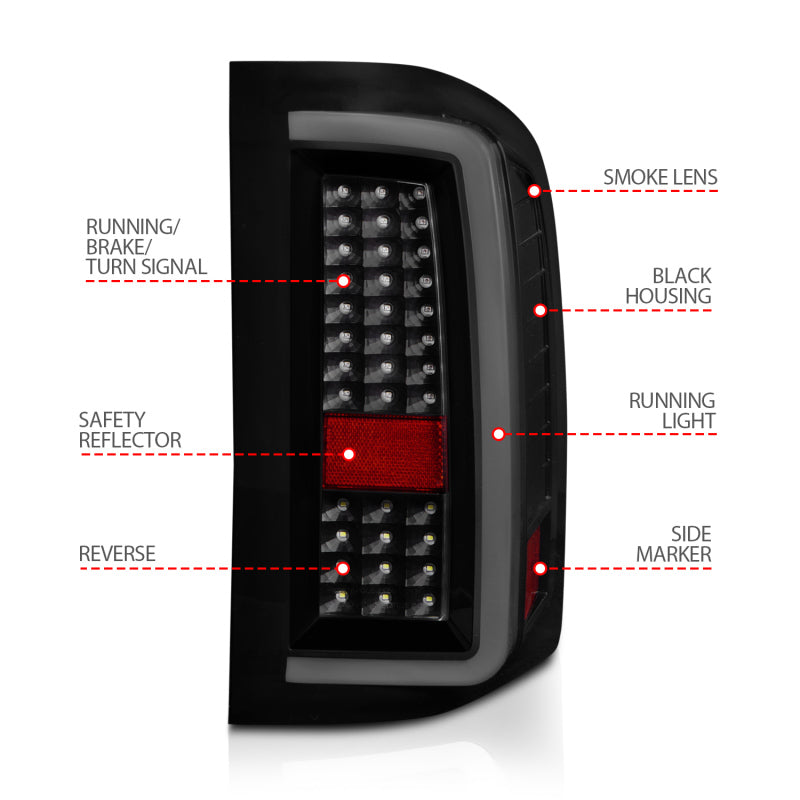 ANZO 2007-2014 Chevrolet Silverado 2500 HD LED Taillights