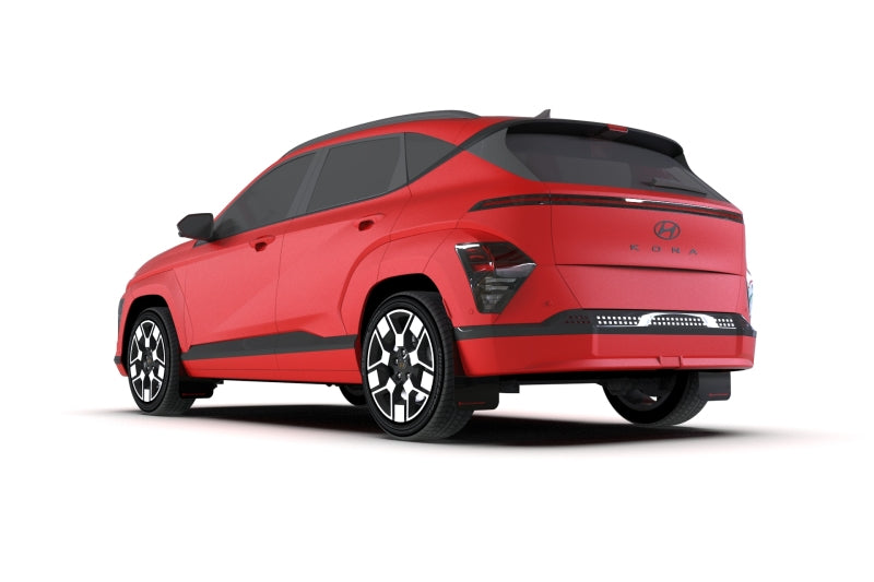Rally Armor UR Mud Flaps - 2024-2025 Hyundai Kona Electric, 2024-2026 Hyundai Kona - Black/Grey Logo - #MF113-UR-BLK-GRY