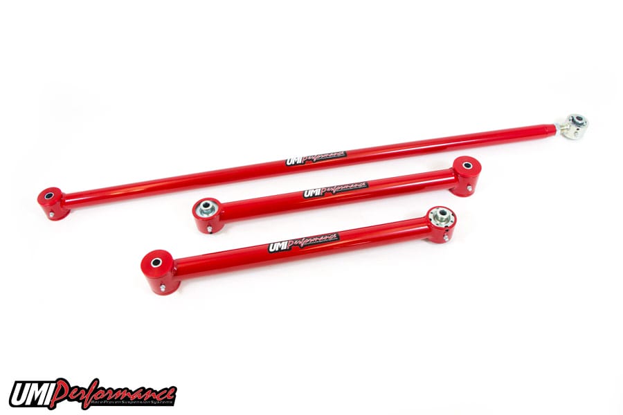 UMI Performance 203336-R Lower Control Arm and Panhard Bar Kit Roto-Joints Red