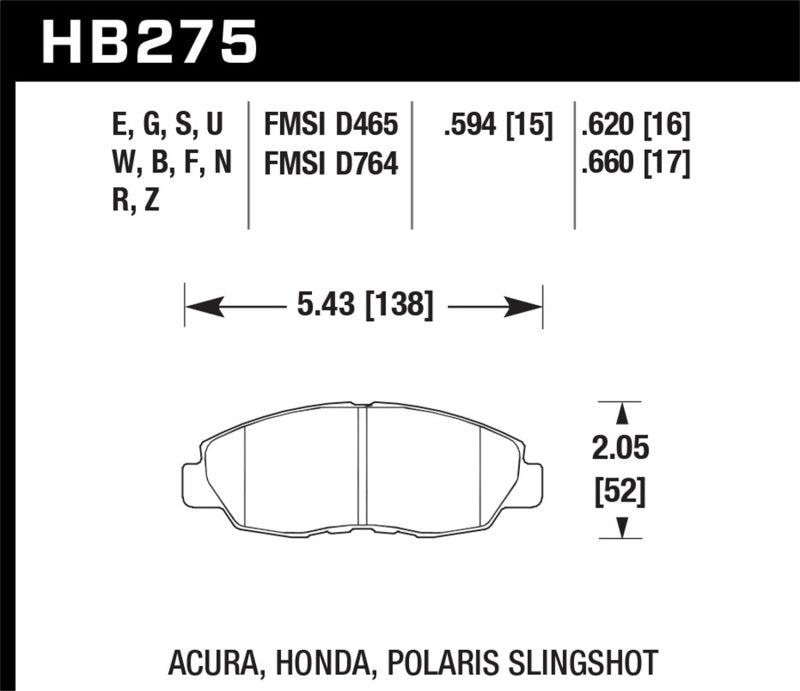 Hawk Performance HB275S.594 HT-10 Motorsport Brake Pads