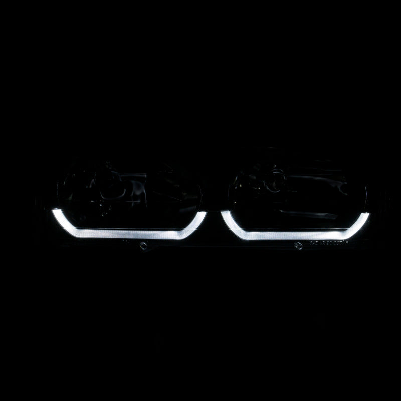 ANZO 1988-2000 Chevrolet C3500 Crystal Headlights - w/ LED Low-Brow Black