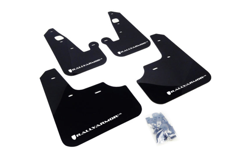 Rally Armor Basic Mud Flaps - 2007-2017 Mitsubishi Lancer - Black/Black Logo - #MF8-BAS-BLK