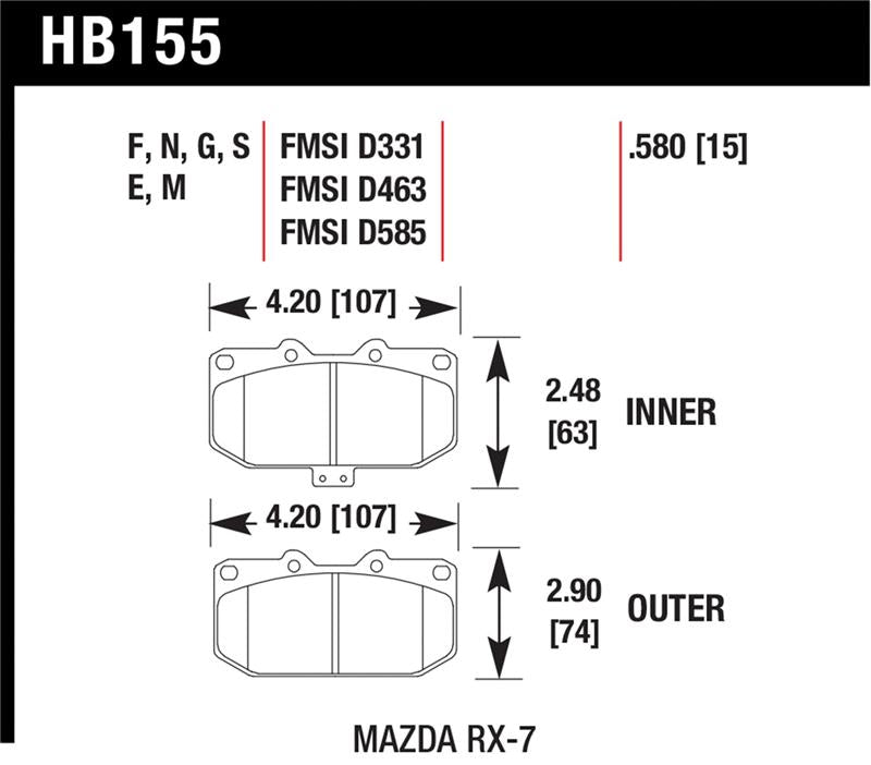 Hawk Performance HB155B.580 HPS 5.0 Street Brake Pads