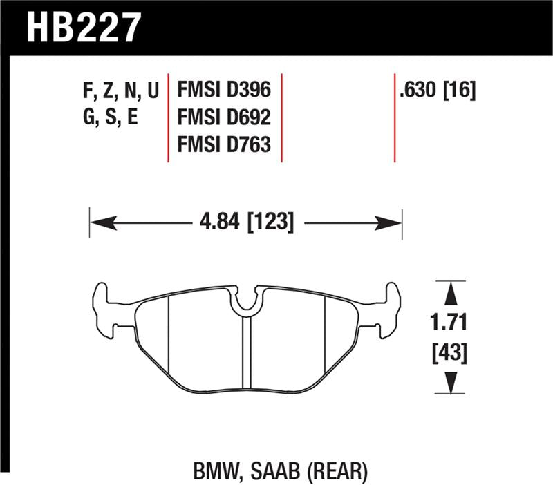 Hawk Performance HB227E.630 Blue 9012 Motorsport Brake Pads
