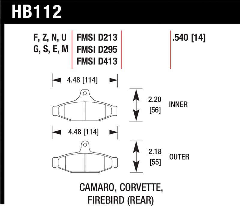 Hawk Performance HB112E.540 Blue 9012 Motorsport Brake Pads