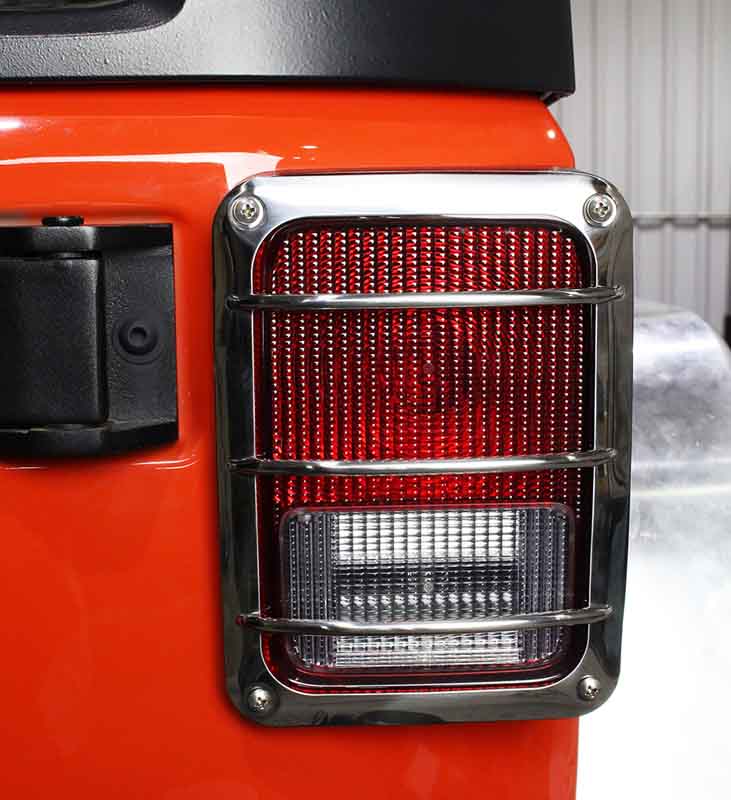 Kentrol 30582 Taillight Guards Pair for 2007-2018 Jeep Wrangler JK - Polished Silver