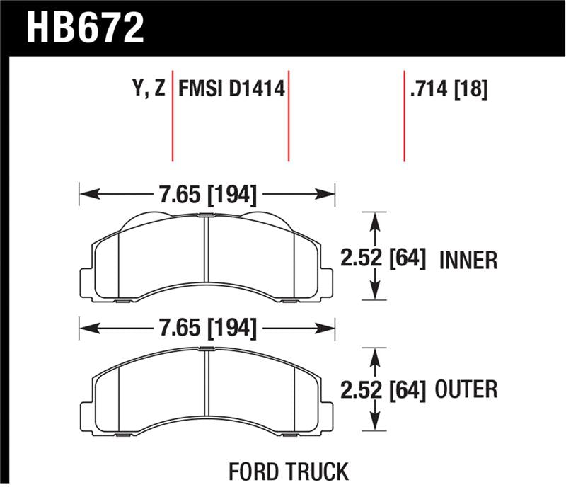 Hawk Performance HB672Z.714 Performance Ceramic Street Brake Pads