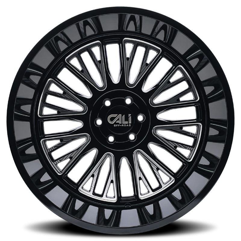 Cali Off-Road Vertex 9116 26x14 6x139.7 -76mm Gloss Black Milled Wheel 9116-26483BM