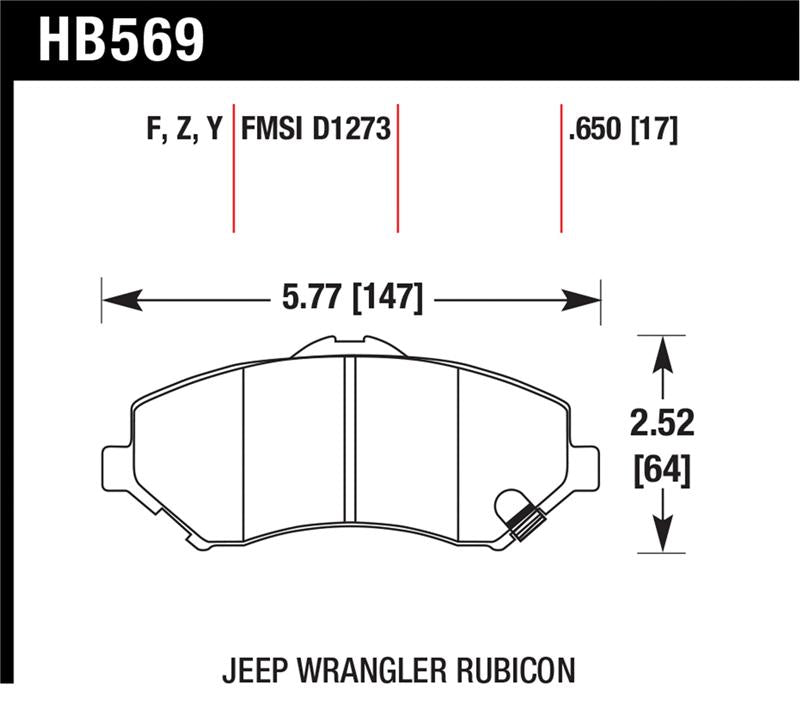 Hawk Performance HB569Y.650 LTS Light Truck and SUV Street Brake Pads