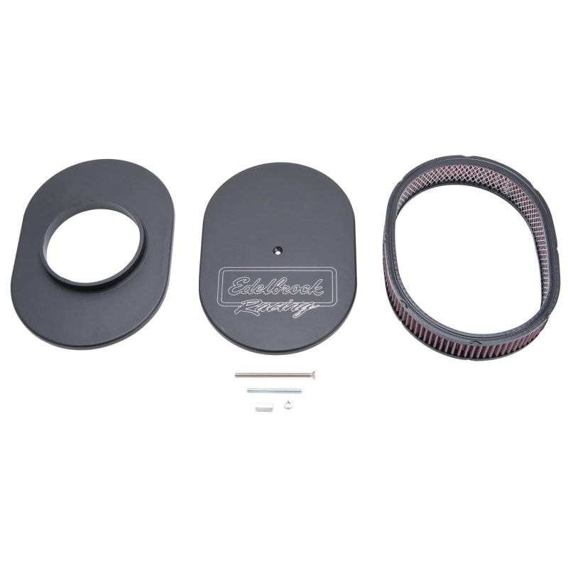 Edelbrock 42203 Air Cleaner Victor Series Oval Aluminum Top Cloth Element 11.875 in x 8.25 in x 3.75