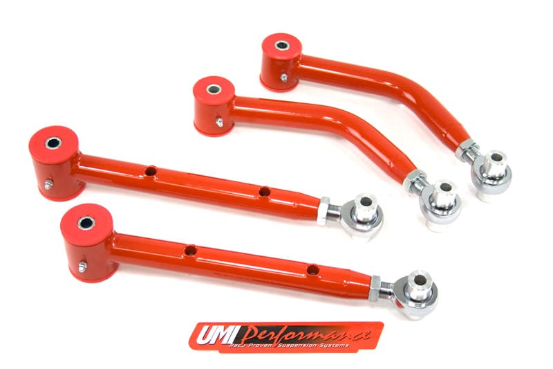 UMI Performance 501619-R Adjustable Upper/Lower Control Arm Red for 1975 H-Body