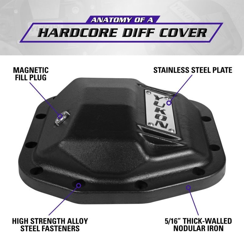 Yukon Gear & Axle YHCC-D44JL-FRONT Hardcore Front Nodular Iron Cover for Jeep Wrangler JL Dana 44/210mm