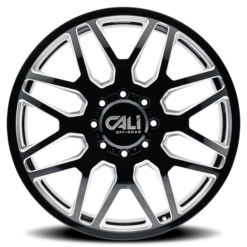 Cali Off-Road Invader Dually Rear 24x8.25 8x165.1 -232mm Gloss Black Milled Wheel 9115D-24881BMR232
