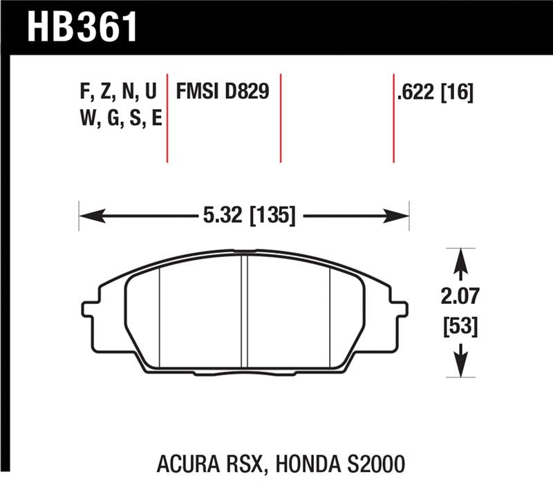 Hawk Performance HB361U.622 DTC-70 Motorsport Brake Pads