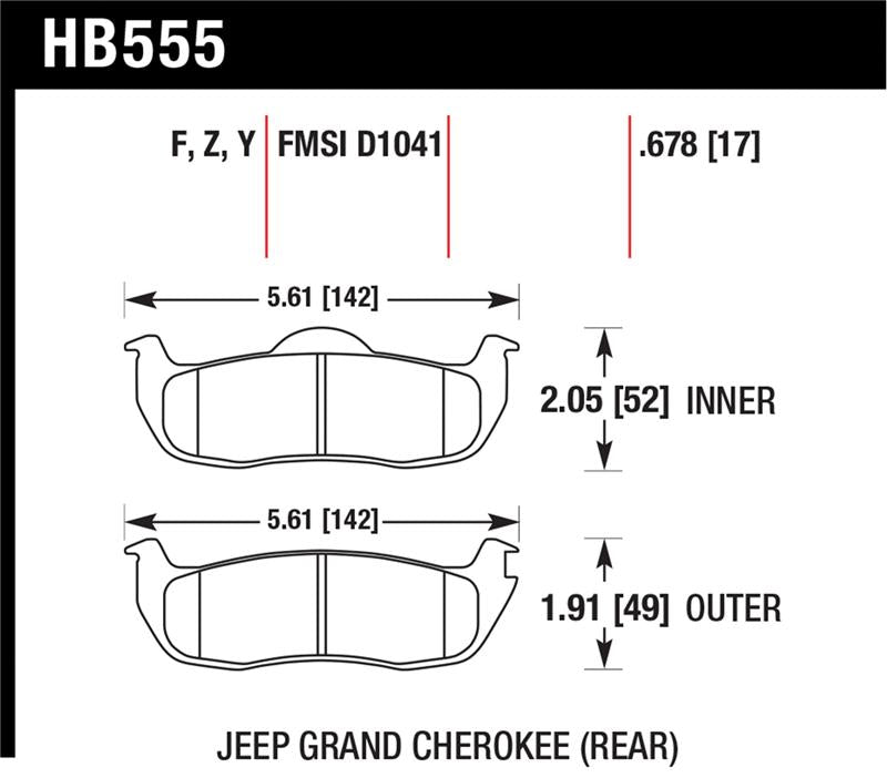 Hawk Performance HB555Y.678 LTS Light Truck and SUV Street Brake Pads