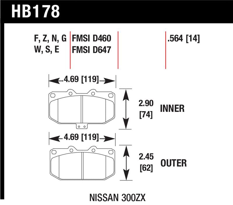 Hawk Performance HB178G.564 DTC-60 Motorsport Brake Pads