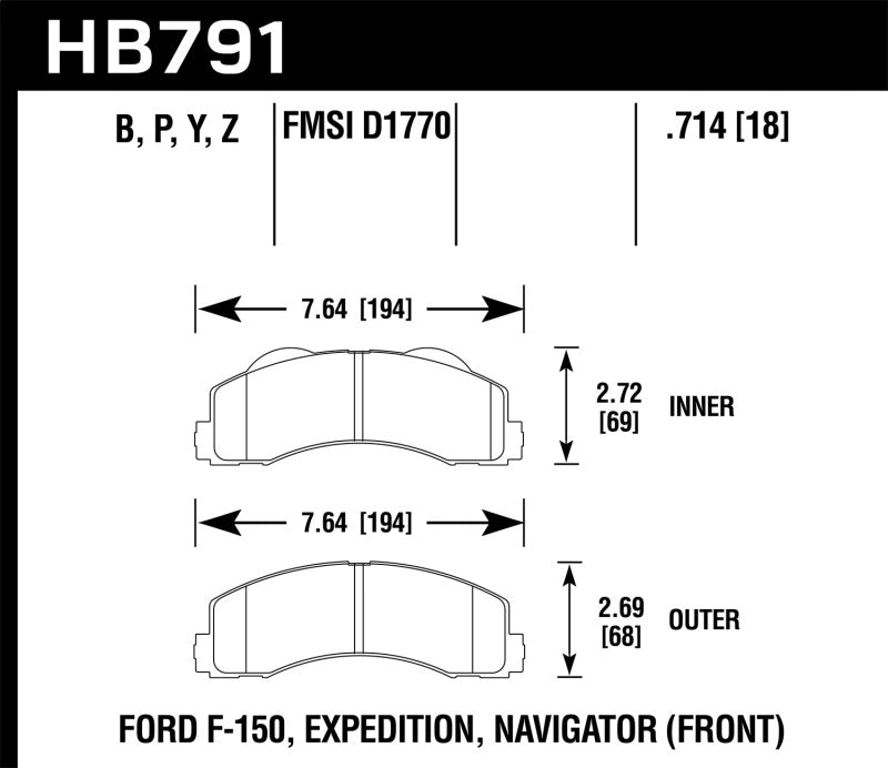 Hawk Performance HB791Y.714 LTS Light Truck and SUV Street Brake Pads