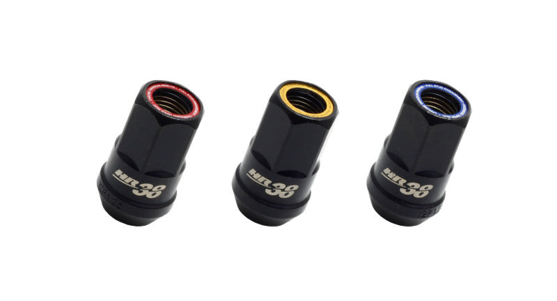 Wheel Mate HR3805BY Muteki HR38 Open End Lug Nuts Black Chrome with Yellow Ring M12x1.25