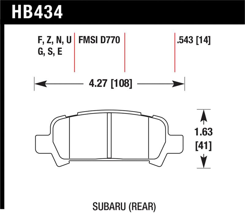 Hawk Performance HB434Z.543 Performance Ceramic Street Brake Pads