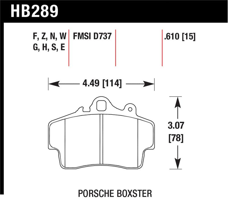 Hawk Performance HB289E.610 Blue 9012 Motorsport Brake Pads