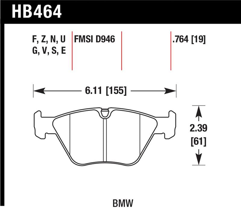 Hawk Performance HB464E.764 Blue 9012 Motorsport Brake Pads