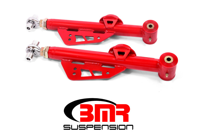 BMR 1979-1998 Fox Mustang On-Car Adj. Lower Control Arms / Rod End Combo (Polyurethane) - Red