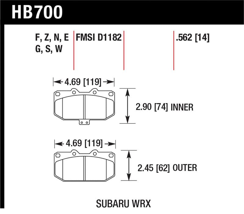 Hawk Performance HB700W.562 DTC-30 Motorsport Brake Pads