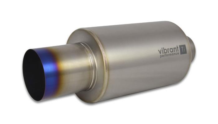 Vibrant Titanium Muffler w/Straight Cut Burnt Tip 3in. Inlet/3in. Outlet