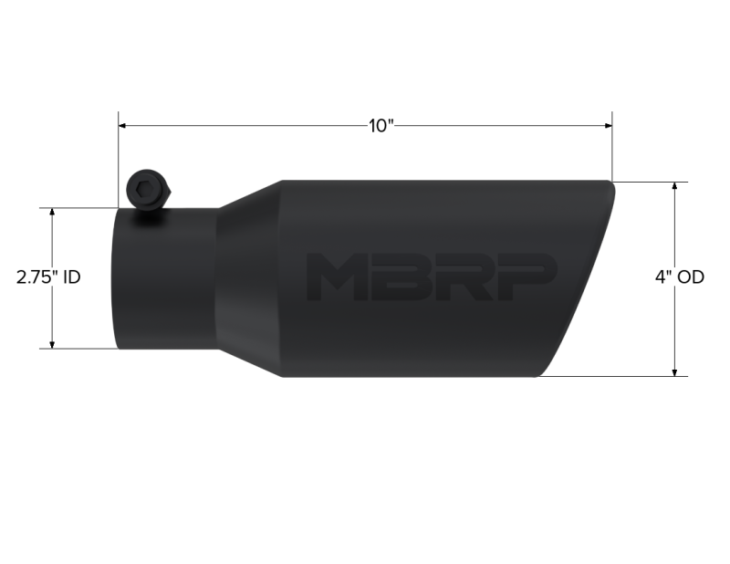 MBRP T5157BLK Black Series Exhaust Tip Angled Rolled End Steel Black Coated Exhaust Tip