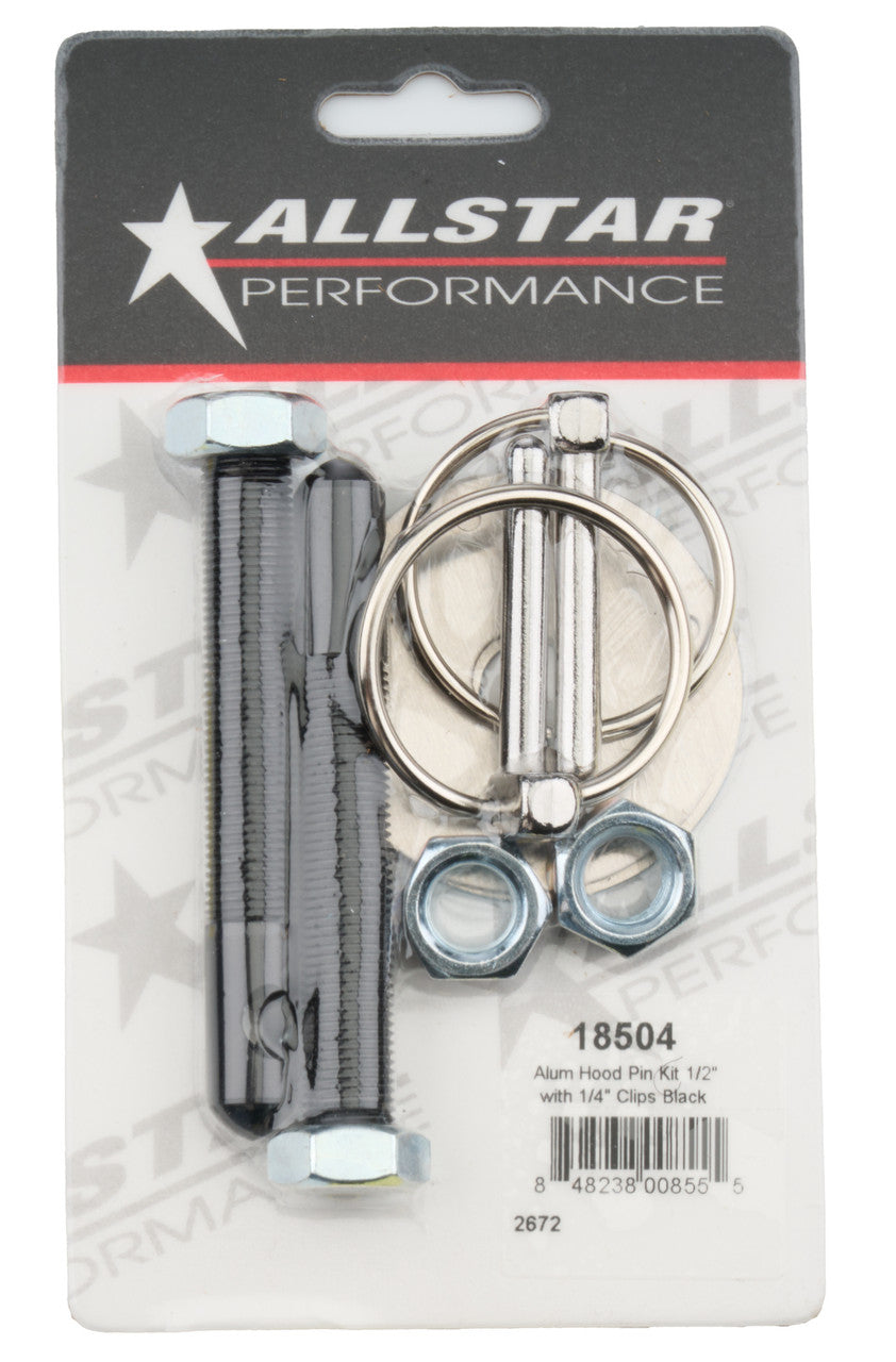 Allstar Performance Aluminum Hood Pin Kit 1/2in Black ALL18504