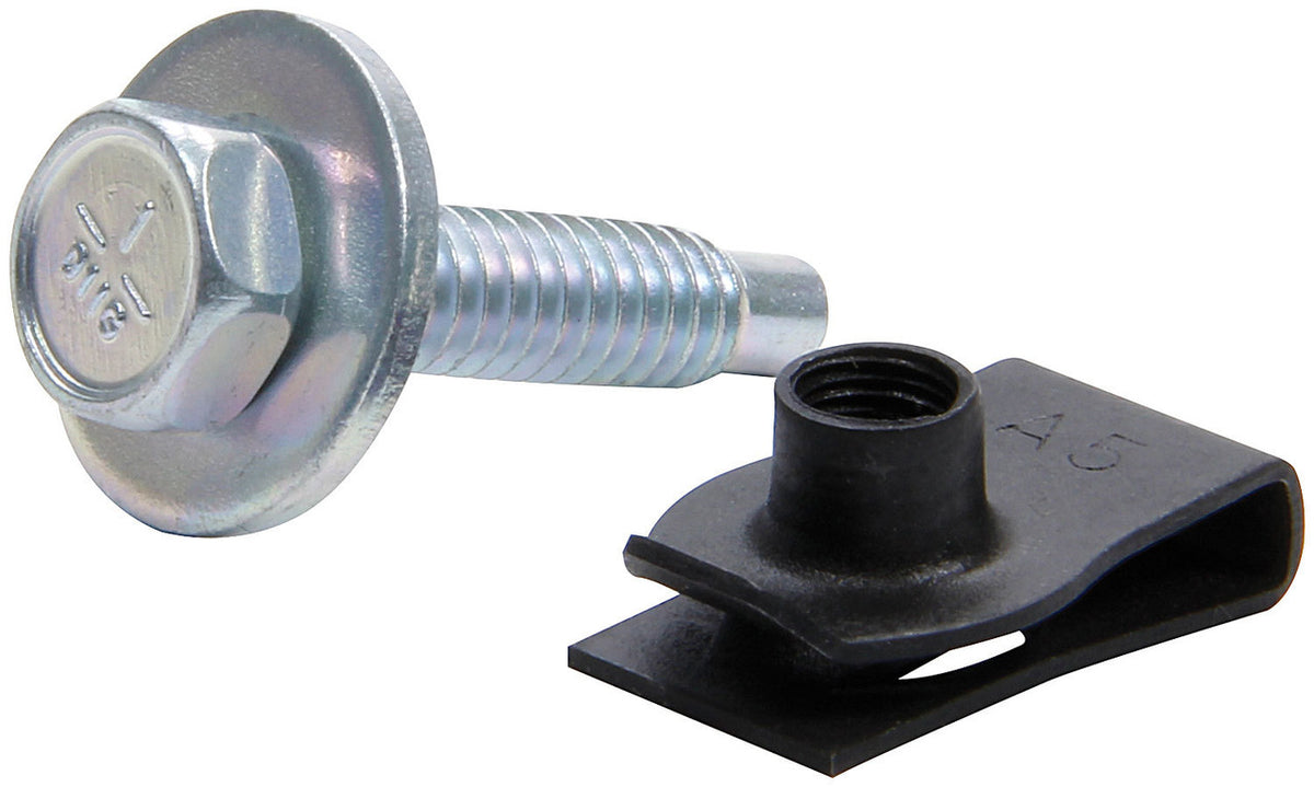 Allstar Performance Body Bolt Kit with Clips 10pk Silver ALL18656