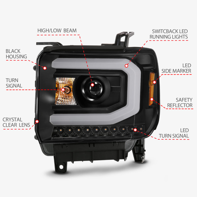 ANZO 2015-2019 GMC Sierra 2500 HD LED Projector Headlights