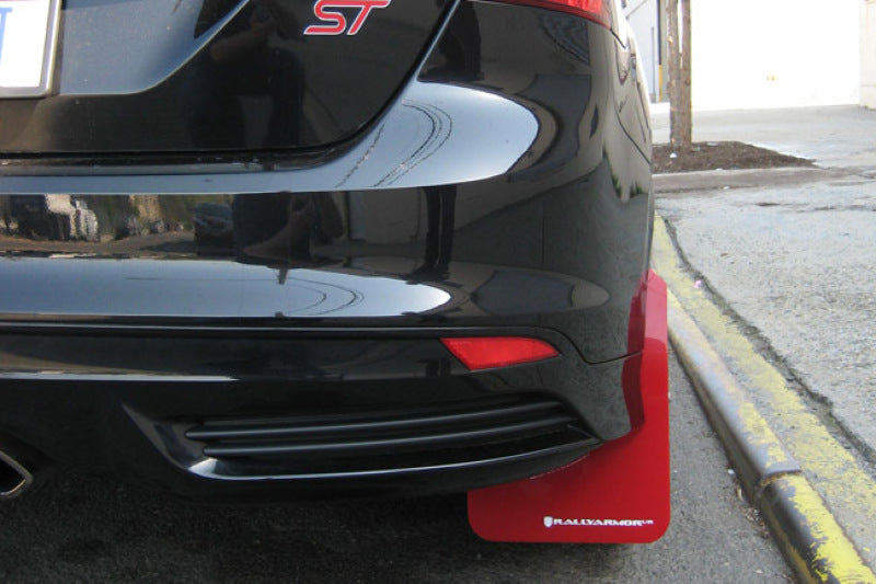 Rally Armor UR Mud Flaps - 2013-2018 Ford Focus - Black/Blue Logo - #MF27-UR-BLK/NB
