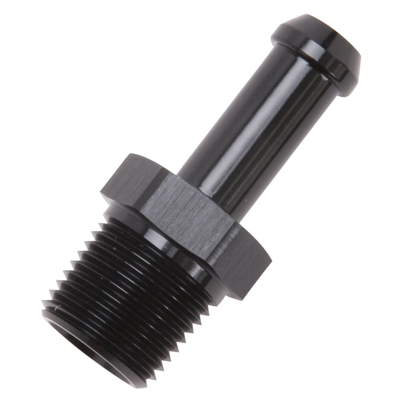 Edelbrock 8117 Hose End Straight 3/8 in NPT to 3/8 in Barb Black Anodized