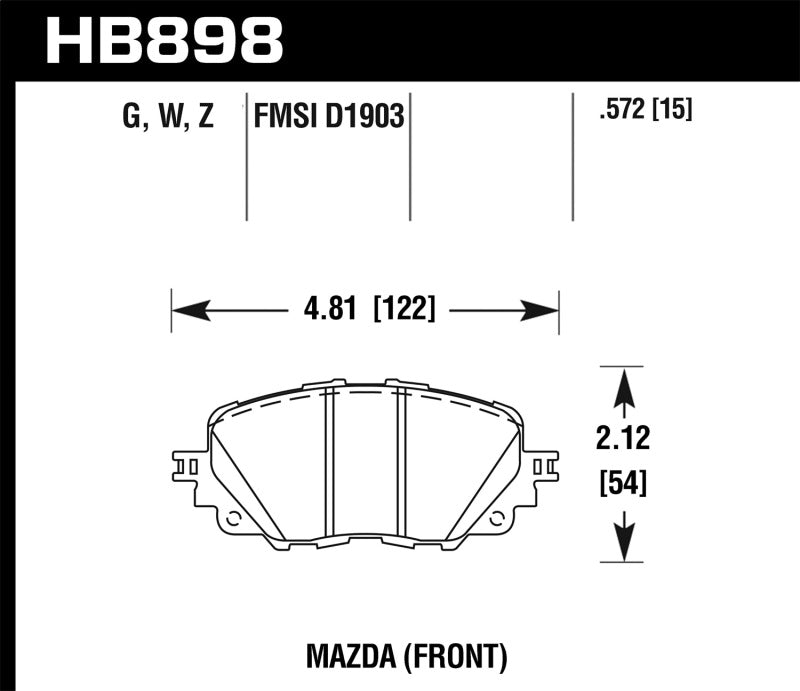 Hawk Performance HB898W.572 DTC-30 Motorsport Brake Pads