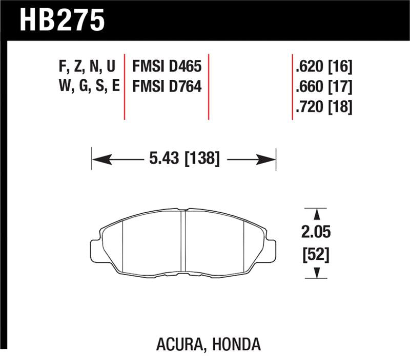 Hawk Performance HB275U.620 DTC-70 Motorsport Brake Pads