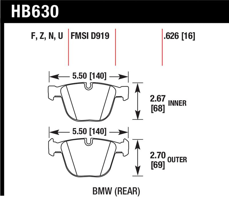 Hawk Performance HB630Z.626 Performance Ceramic Disc Brake Pad