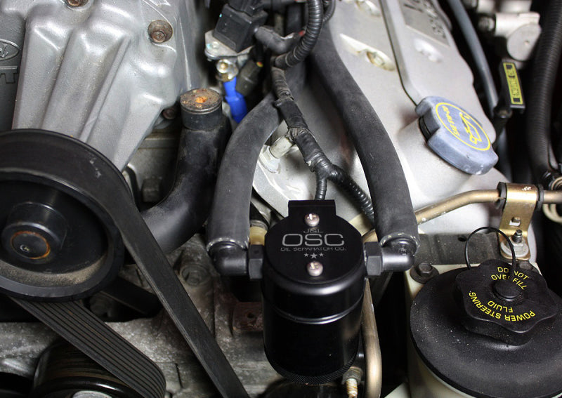 J&L 99-04 Ford Mustang SVT Cobra Driver Side Oil Separator 3.0 - Black Anodized - #3018D-B