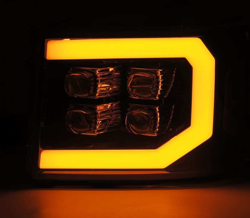 AlphaRex 880607 07-14 GMC 2500 HD NOVA LED Projector Headlight Plank Style Matte Black w/Activation Light/Sequential Signal/DRL