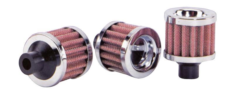Vibrant Crankcase Breather Filter w/Chrome Cap 2 1/8in 55mm Cone ODx2 2165