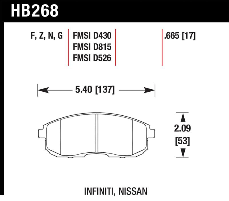 Hawk Performance HB268G.665 DTC-60 Motorsport Brake Pads