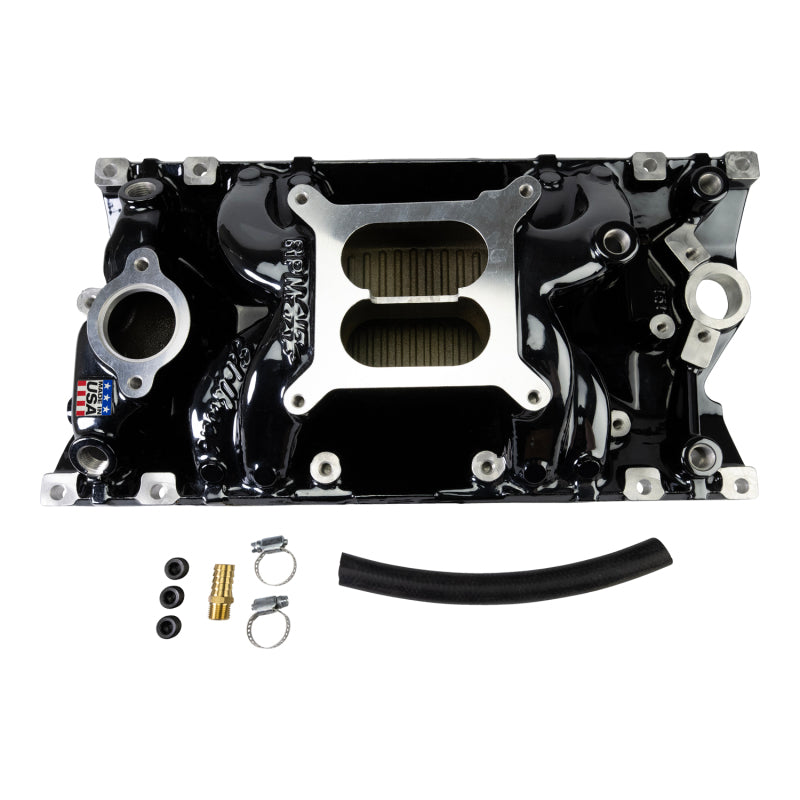 Edelbrock 7516-BP RPM Air-Gap Manifold for Small-Block Chevrolet Vortec - Black Plasma Finish
