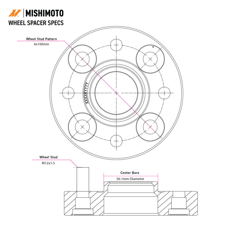 Mishimoto Wheel Spacers - 5x114.3 - 66.1 - 40 - M12 - Black - #MMWS-007-400BK