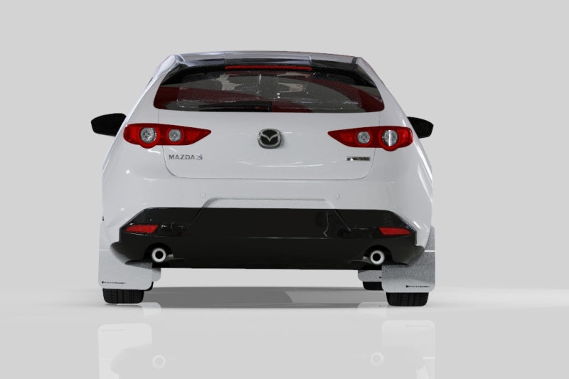 Rally Armor UR Mud Flaps - 2019-2025 Mazda 3 - Black/White Logo - #MF61-UR-BLK/WH